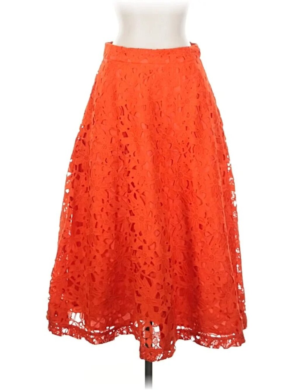 Banana Republic Floral Lace Orange Midi Skirt, Size 6
